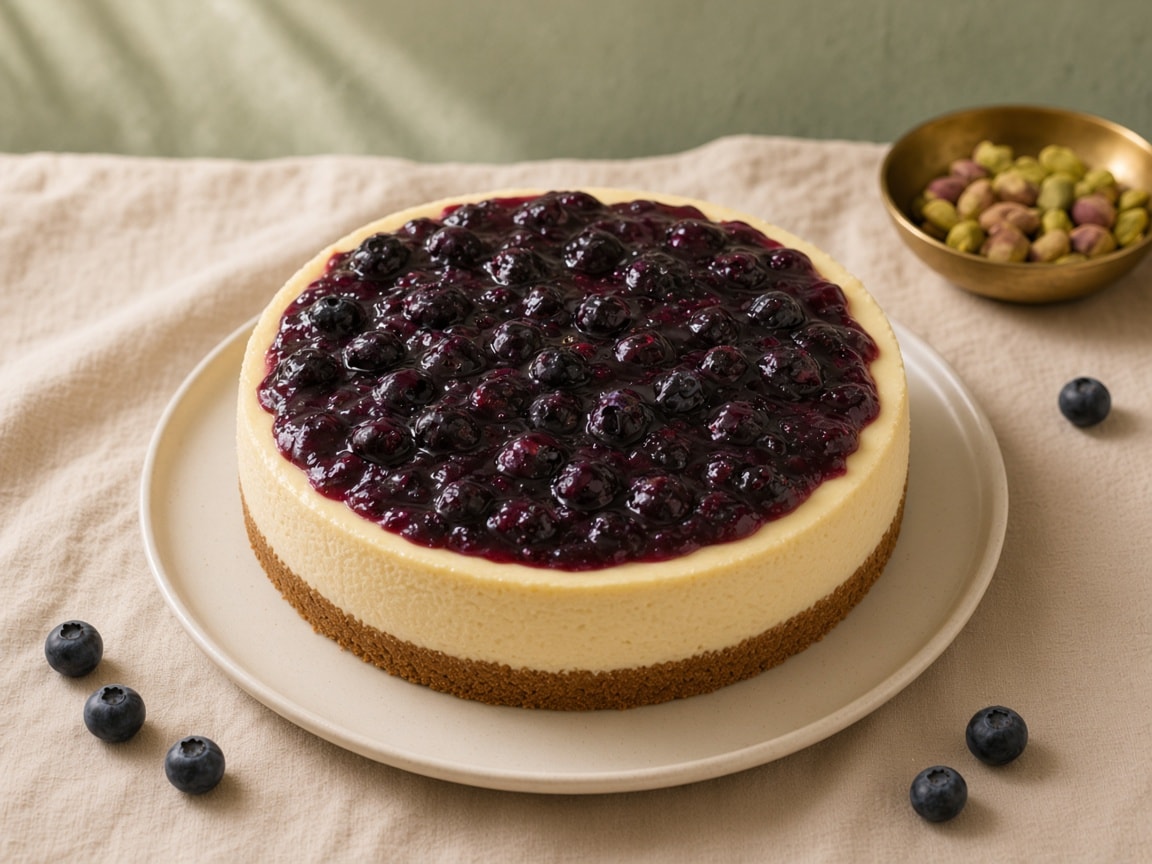 Blueberry Cheesecake on the plate