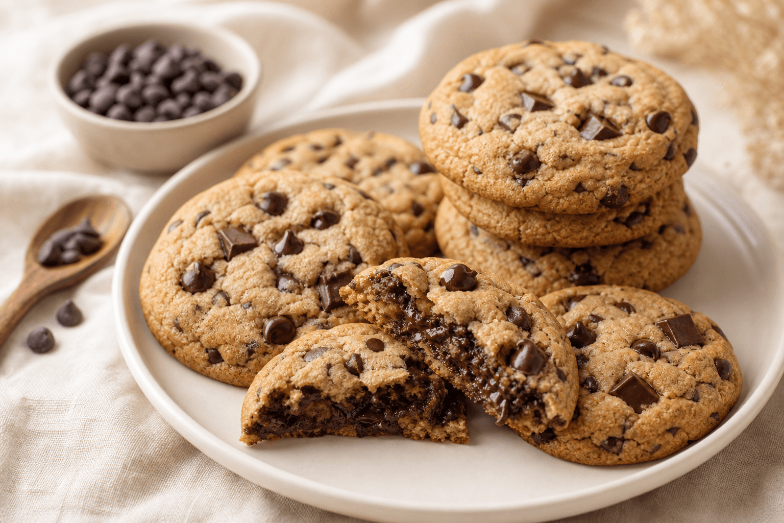 Choco Chip Cookies — buttery rounds studded with dark chocolate